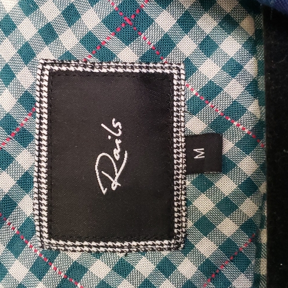 Rails Lined Plaid Button Front Shirt, Blue Green, Size M - Picture 3 of 15